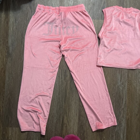 Juicy Couture Sleepwear Pink Tank Top 2 Piece Pajama Set Size L Exc Condition - Picture 7 of 16